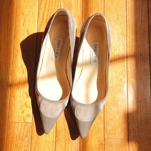 Jimmy Choo Romy Grey Suede/Leather Pumps